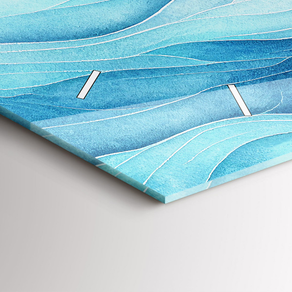 Glass wall clock rectangular Blue clouds