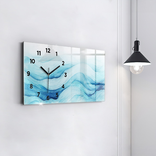 Glass wall clock rectangular Blue clouds