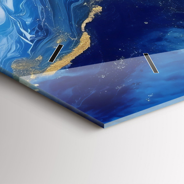 Glass wall clock rectangular Blue marble