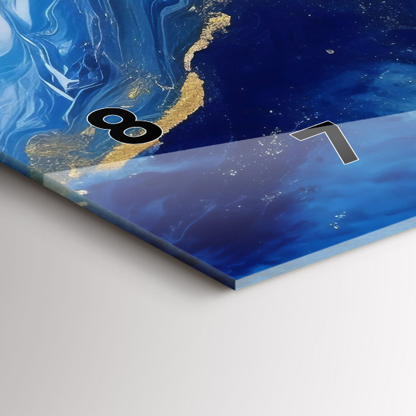 Glass wall clock rectangular Blue marble
