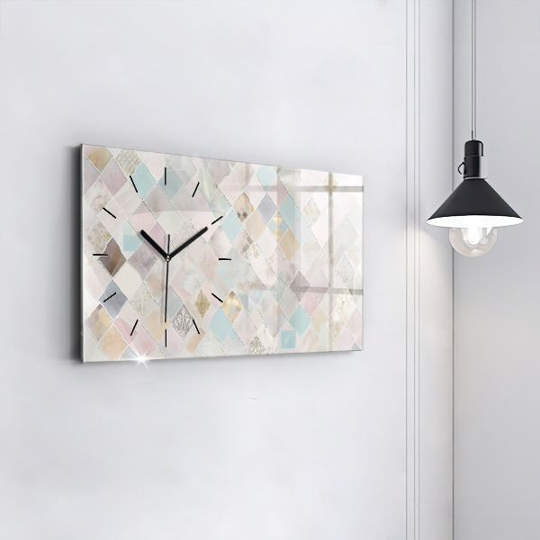 Glass wall clock rectangular Colored tiles