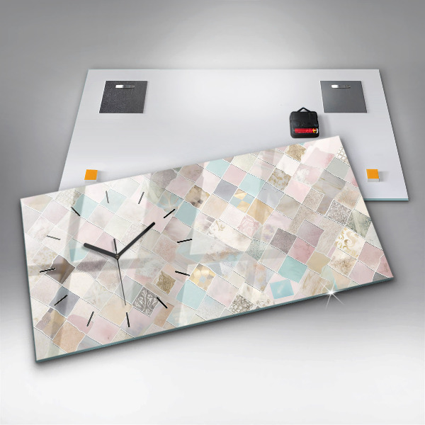 Glass wall clock rectangular Colored tiles