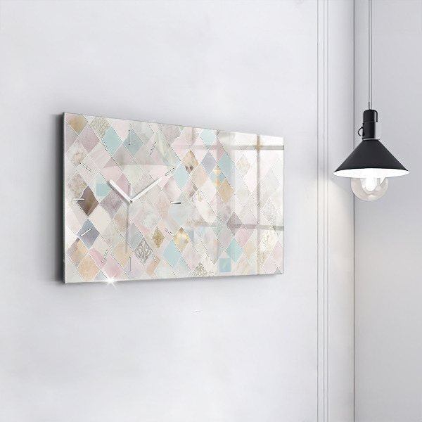 Glass wall clock rectangular Colored tiles
