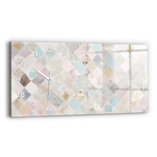 Glass wall clock rectangular Colored tiles
