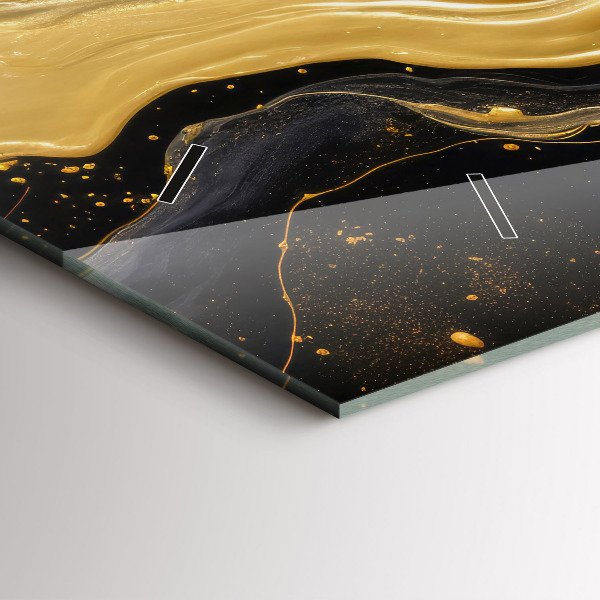 Glass wall clock rectangular Gold marble