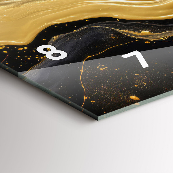 Glass wall clock rectangular Gold marble