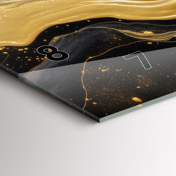 Glass wall clock rectangular Gold marble