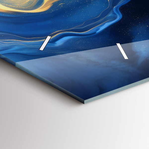 Glass wall clock rectangular Blue marble