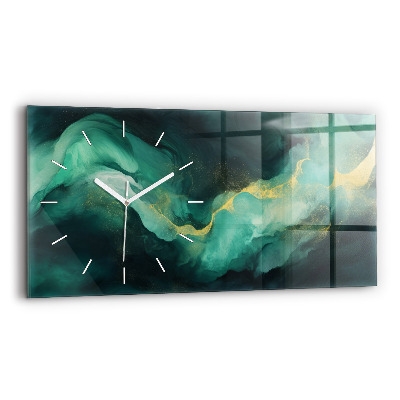 Glass wall clock rectangular Green marble