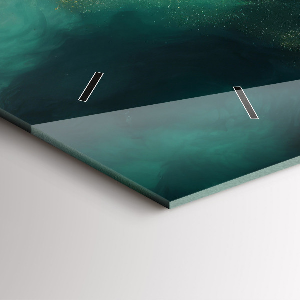 Glass wall clock rectangular Green marble