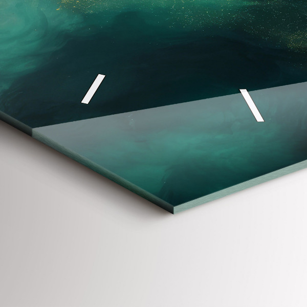 Glass wall clock rectangular Green marble