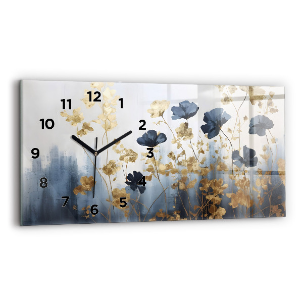 Glass wall clock rectangular Abstract flowers
