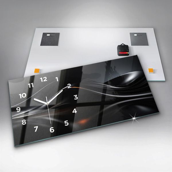 Glass wall clock rectangular Abstraction