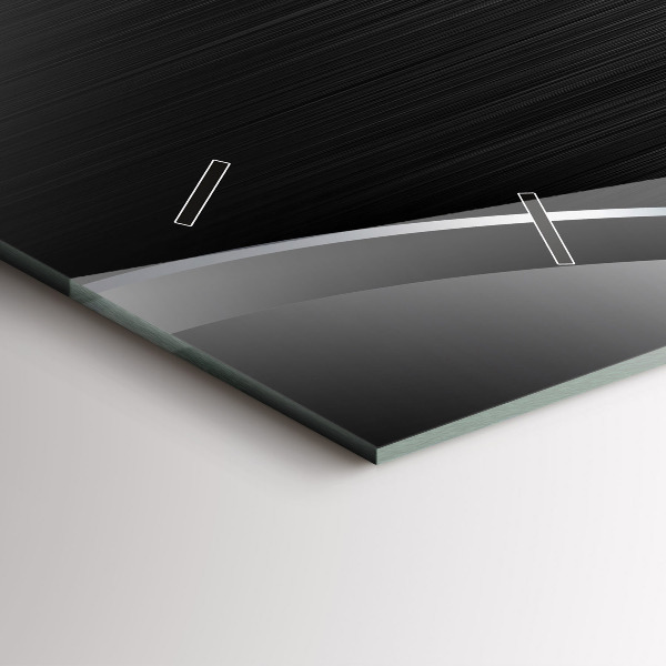 Glass wall clock rectangular Black and silver lines