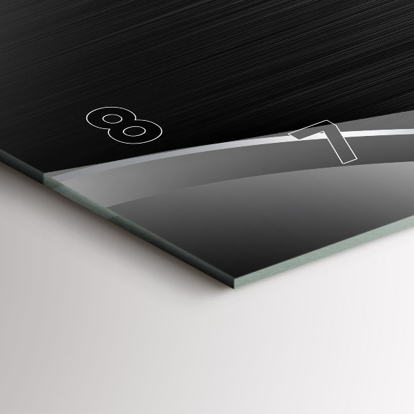 Glass wall clock rectangular Black and silver lines