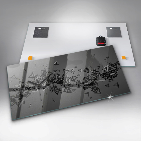 Glass wall clock rectangular Abstraction