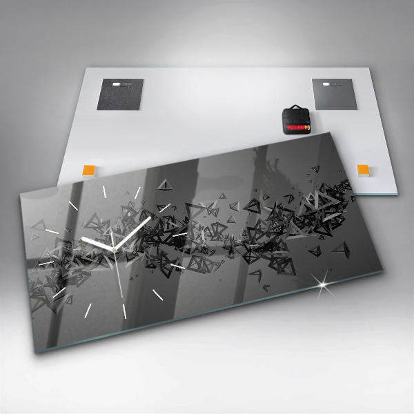 Glass wall clock rectangular Abstraction