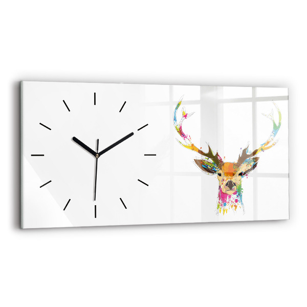 Glass wall clock rectangular Colorful deer head