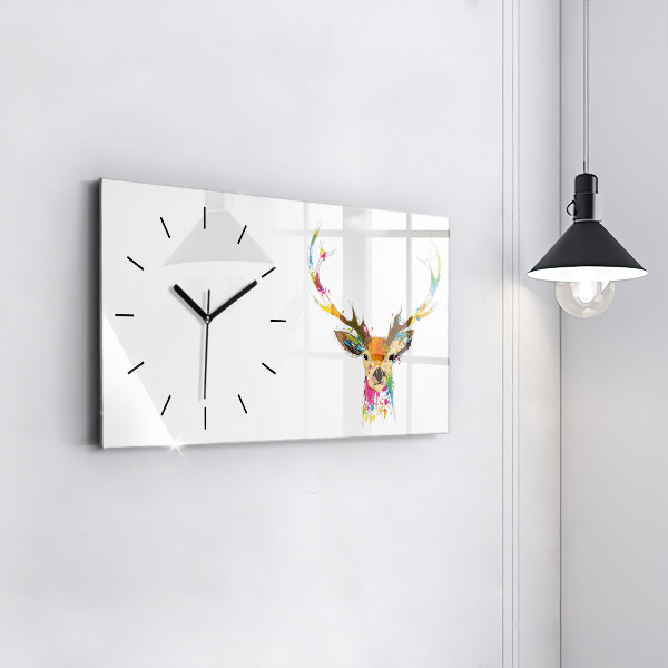 Glass wall clock rectangular Colorful deer head