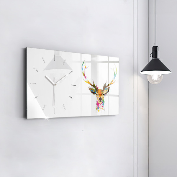 Glass wall clock rectangular Colorful deer head