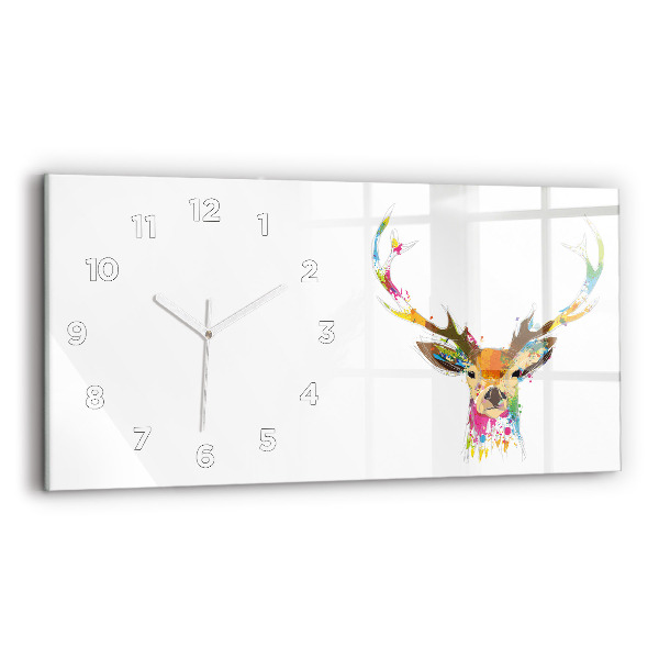 Glass wall clock rectangular Colorful deer head