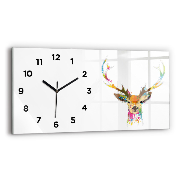 Glass wall clock rectangular Colorful deer head