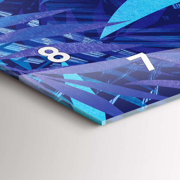 Glass wall clock rectangular Blue leaves