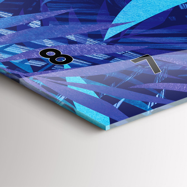 Glass wall clock rectangular Blue leaves