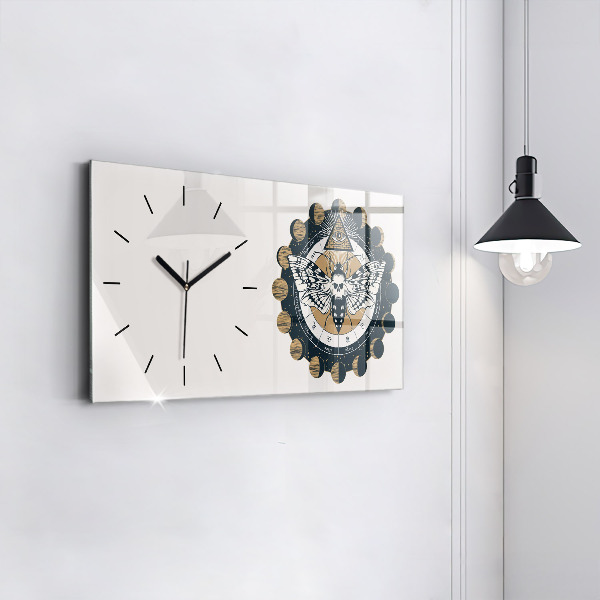 Glass wall clock rectangular Moon Phases and the Eye