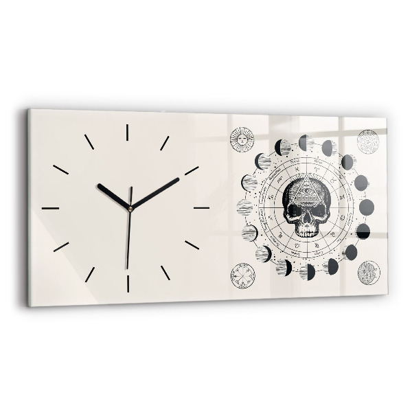 Glass wall clock rectangular Moon phases
