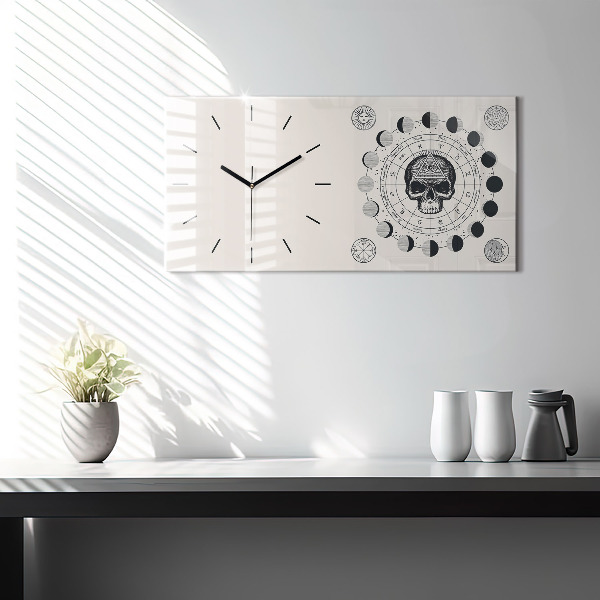 Glass wall clock rectangular Moon phases