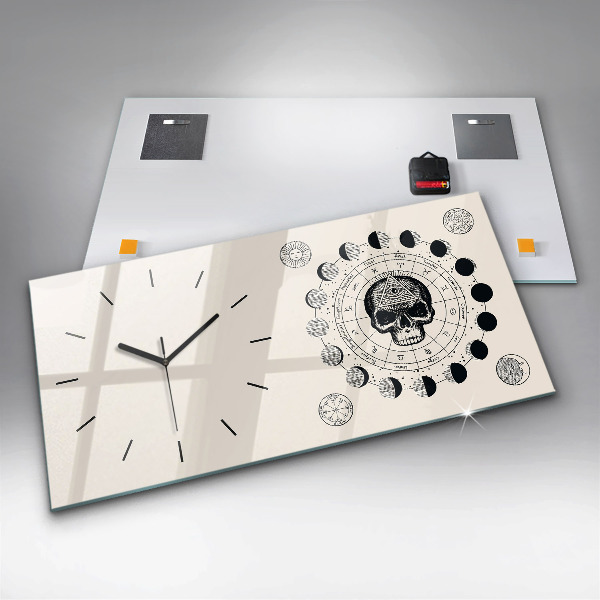 Glass wall clock rectangular Moon phases