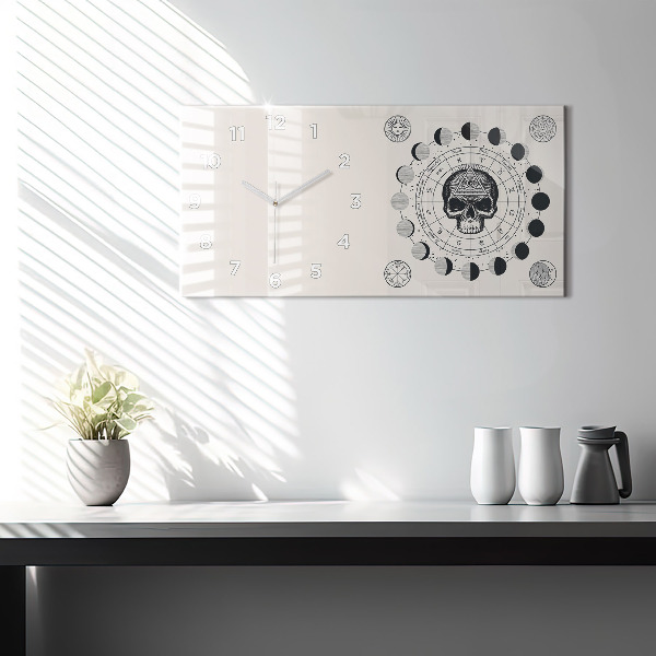 Glass wall clock rectangular Moon phases