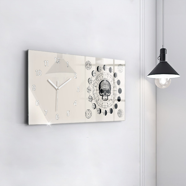 Glass wall clock rectangular Moon phases