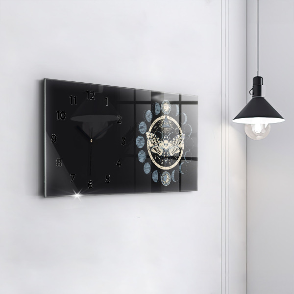 Glass wall clock rectangular Moon phases