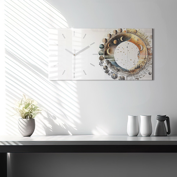 Glass wall clock rectangular Astronomy clock