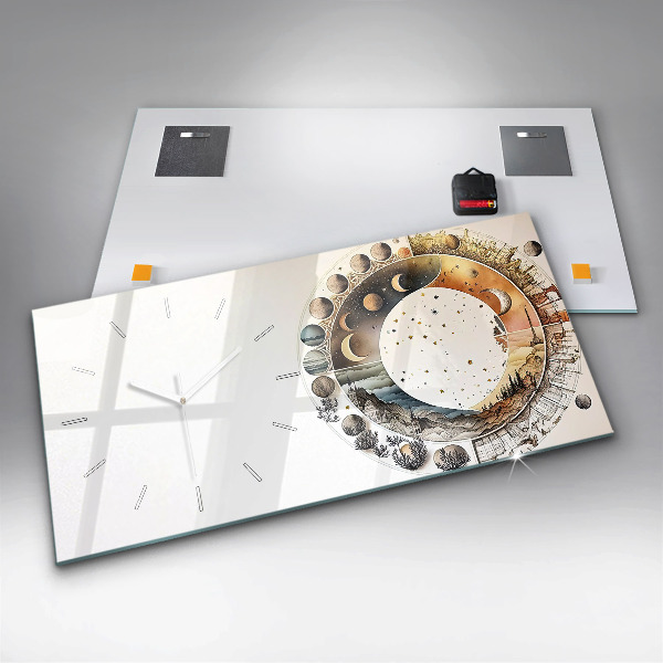 Glass wall clock rectangular Astronomy clock