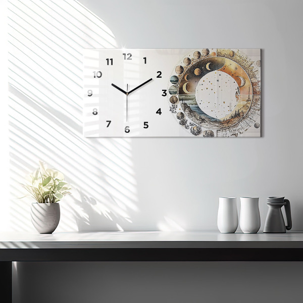 Glass wall clock rectangular Astronomy clock