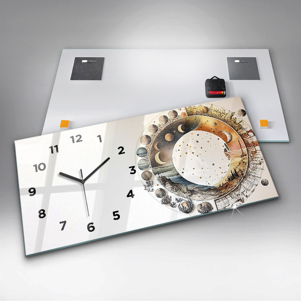Glass wall clock rectangular Astronomy clock