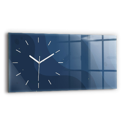 Glass wall clock rectangular Blue waves