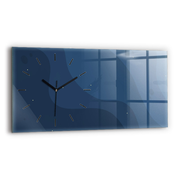 Glass wall clock rectangular Blue waves