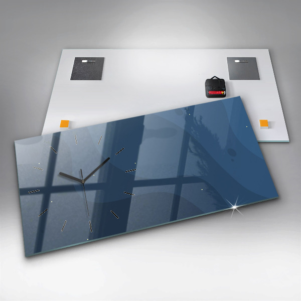 Glass wall clock rectangular Blue waves