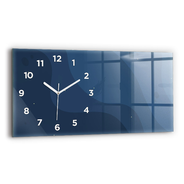 Glass wall clock rectangular Blue waves
