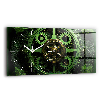 Glass wall clock rectangular Green mechanism