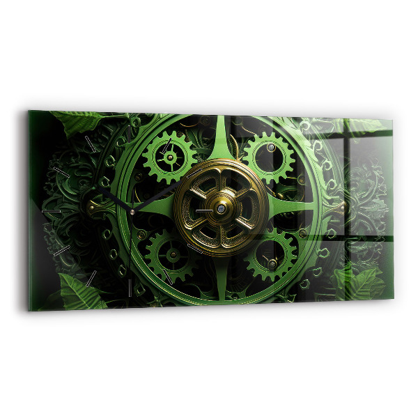 Glass wall clock rectangular Green mechanism
