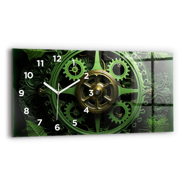 Glass wall clock rectangular Green mechanism