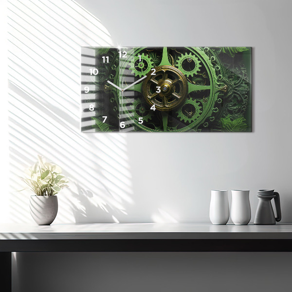 Glass wall clock rectangular Green mechanism