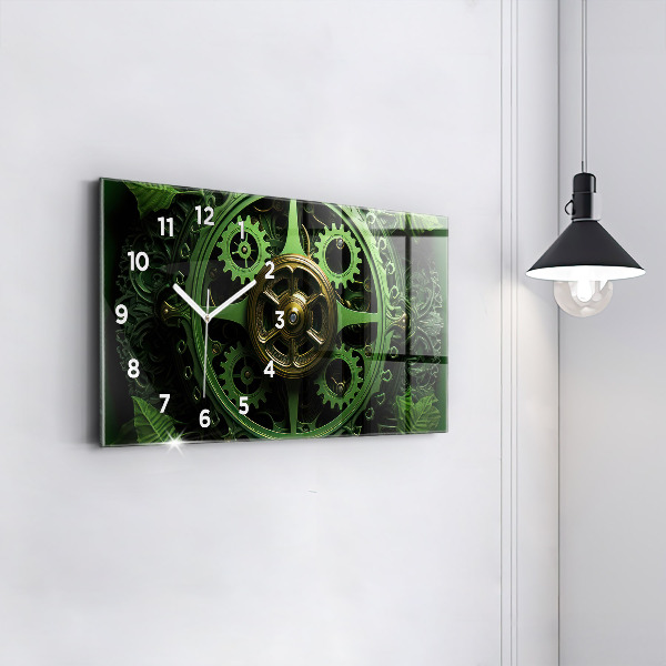 Glass wall clock rectangular Green mechanism