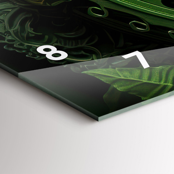 Glass wall clock rectangular Green mechanism