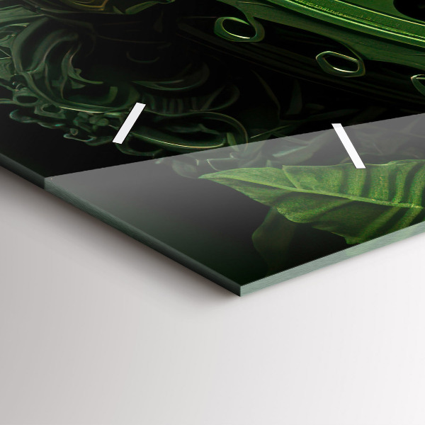 Glass wall clock rectangular Green mechanism